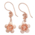 Rose gold plated filigree dangle earrings, 'Flower Artistry' - Hand Crafted Rose Gold Plated Flower Dangle Earrings