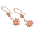 Rose gold plated filigree dangle earrings, 'Friendly Flowers' - Hand Crafted Rose Gold Plated Flower Dangle Earrings