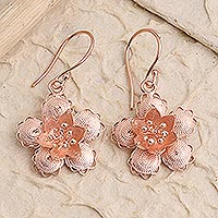 Rosévergoldete filigrane Ohrhänger, „Sternblumen“ – handgefertigte, rosévergoldete Blumen-Ohrhänger
