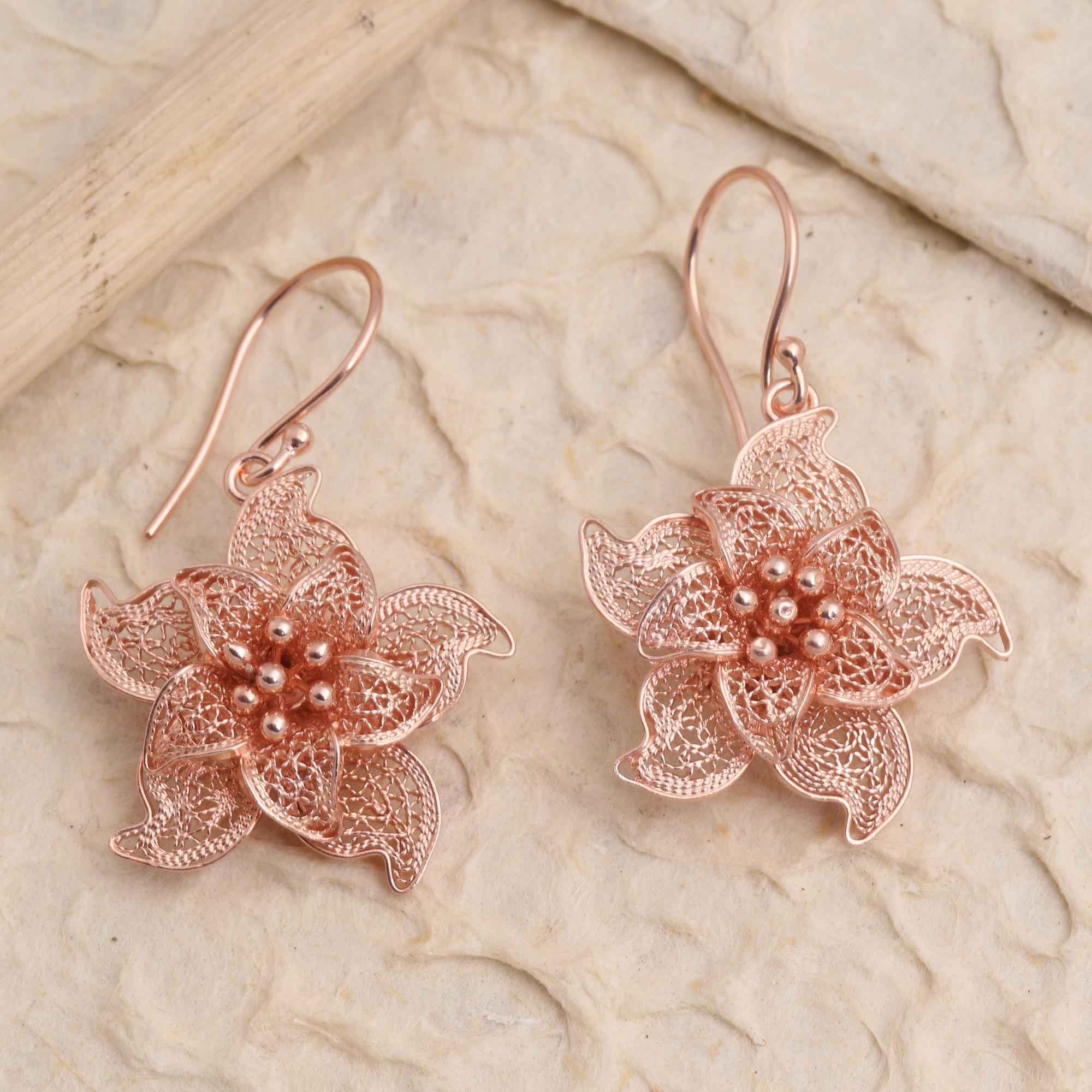 flowers Handcrafted made to order silver plated wire earrings