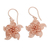 Rose gold plated filigree dangle earrings, 'Star Flower Gazing' - Hand Crafted Rose Gold Plated Flower Dangle Earrings