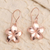 Rose gold plated dangle earrings, 'Pink Frangipani' - Rose Gold Plated Sterling Silver Floral Dangle Earrings (image 2b) thumbail