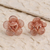 Rose gold plated filigree button earrings, 'Flowery Love' - Hand Made Rose Gold Plated Flower Button Earrings