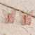 Rose gold plated filigree button earrings, 'Bright Butterflies' - Hand Made Rose Gold Plated Butterfly Button Earrings