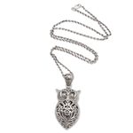Sterling silver pendant necklace, 'Knowing Owl' - Hand Crafted Sterling Silver Owl Pendant Necklace