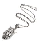 Sterling silver pendant necklace, 'Knowing Owl' - Hand Crafted Sterling Silver Owl Pendant Necklace