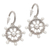 Cultured pearl dangle earrings, 'Nautical Pearls' - Sterling Silver Nautical Wheel Dangle Earrings thumbail