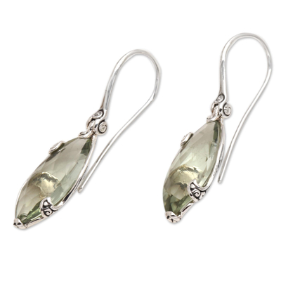 Prasiolite drop earrings, 'Nepenthes in Green' - Checkerboard Faceted Prasiolite Drop Earrings
