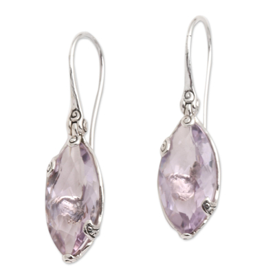 Amethyst drop earrings, 'Nepenthes in Lilac' - Checkerboard Faceted Amethyst Drop Earrings