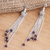 Amethyst bead waterfall earrings, 'Raining Violets' - Balinese Sterling Silver Waterfall Earrings with Amethysts (image 2b) thumbail