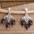 Smoky quartz chandelier earrings, 'Dinner Party' - Sterling Silver Chandelier Dangle Earrings with Smoky Quartz