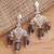 Pendientes de araña de cuarzo ahumado - Pendientes colgantes tipo candelabro de plata de ley con cuarzo ahumado