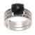 Onyx cocktail ring, 'Buddha's Curls in Black' - Checkerboard Faceted Onyx Sterling Silver Cocktail Ring (image 2d) thumbail