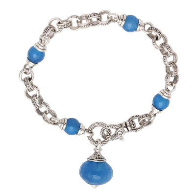 Sterling Silver and Blue Chalcedony Link Bracelet