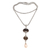 Smoky quartz and cultured pearl pendant necklace, 'Merajan in Brown' - Smoky Quartz and Cultured Pearl Pendant Necklace thumbail
