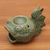Ceramic oil warmer, 'Wide-Eyed Koi' - Green Ceramic Koi Fish Oil Warmer (image 2) thumbail