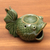 Ceramic oil warmer, 'Wide-Eyed Koi' - Green Ceramic Koi Fish Oil Warmer (image 2b) thumbail