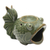 Ceramic oil warmer, 'Wide-Eyed Koi' - Green Ceramic Koi Fish Oil Warmer (image 2d) thumbail