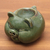 Ceramic oil warmer, 'Chubby Piglet' - Hand Crafted Green Ceramic Pig Oil Warmer (image 2) thumbail