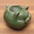 Ceramic oil warmer, 'Chubby Piglet' - Hand Crafted Green Ceramic Pig Oil Warmer (image 2b) thumbail