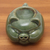 Ceramic oil warmer, 'Chubby Piglet' - Hand Crafted Green Ceramic Pig Oil Warmer (image 2c) thumbail