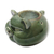 Ceramic oil warmer, 'Chubby Piglet' - Hand Crafted Green Ceramic Pig Oil Warmer (image 2d) thumbail
