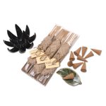 Aromatherapy gift set, 'Blooming Lotus in Black' - Boxed Aromatherapy Incense and Holder Set