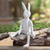 Wood sculpture, 'Sitting Bunny' - Hand Carved Albesia Wood Bunny Sculpture