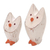 Wood statuettes, 'Flocking Together in White' (pair) - Pair of Albesia Wood Bird Statuettes
