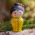 Wood statuette, 'Shy Lady in Yellow' - Small Albesia Wood Statuette in Yellow thumbail