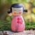 Wood statuette, 'Shy Lady in Pink' - Small Albesia Wood Statuette in Pink (image 2) thumbail