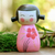 Wood statuette, 'Shy Lady in Pink' - Small Albesia Wood Statuette in Pink (image 2b) thumbail
