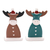 Acentos de decoración navideña en madera, (par) - Estatuillas de renos navideñas pintadas a mano (par)