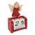 Wood perpetual calendar, 'Angel Time in Red' - Angel Motif Wood Perpetual Calendar