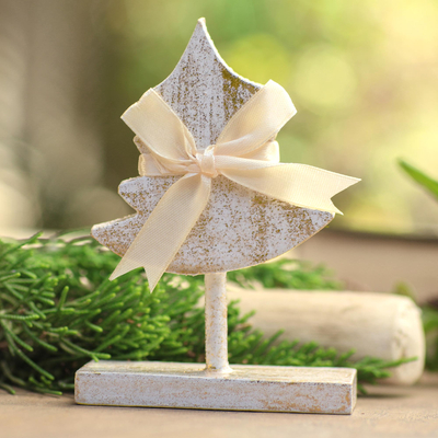 Festtagsdekor aus Holz mit Akzent, 'All Wrapped Up - Hölzerner Weihnachtsbaum Feiertagsdekor Akzent