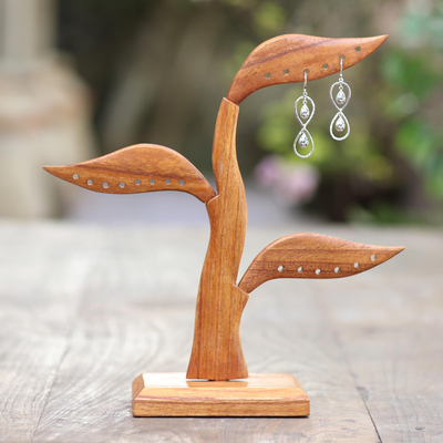 Wood jewelry holder, Daun Salam in Brown (10 inch)