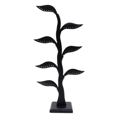 Black Jempinis Wood Leaf-Themed Jewelry Holder (21 Inch)