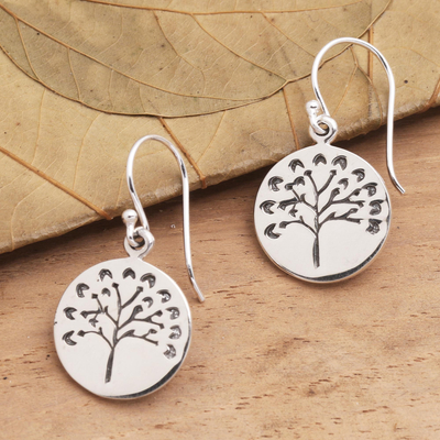 Sterling silver dangle earrings, Branch Out