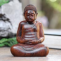 Wood statuette, Dhyan Mudra