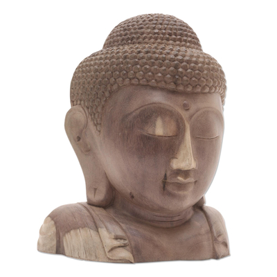 Holzskulptur - Handgeschnitzte Buddha-Skulptur aus Hibiskusholz