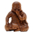 Holzstatuette - Lachende chinesische Buddha-Statuette aus Suar-Holz