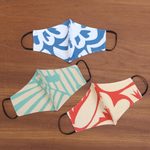 Cotton face masks, 'Colorful Vibe' (set of 3) - Hand Sewn Printed Cotton Face Masks (Set of 3)