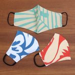 Cotton face masks, 'Colorful Vibe' (set of 3) - Hand Sewn Printed Cotton Face Masks (Set of 3)