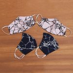 Family set cotton face masks, 'Crackled' (set of 4) - Handmade Cotton Face Masks Family Pack (Set of 4)