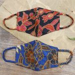 Cotton face masks, 'Beaded Batik' (pair) - Pair of Cotton Batik Beaded Face Masks