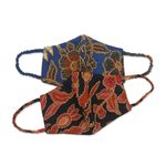 Cotton face masks, 'Beaded Batik' (pair) - Pair of Cotton Batik Beaded Face Masks