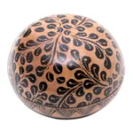 Batik wood decorative box, 'Lively Leaves' - Hand Carved Decorative Wood Box