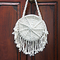 Cotton crocheted shoulder bag, Circle of Beauty