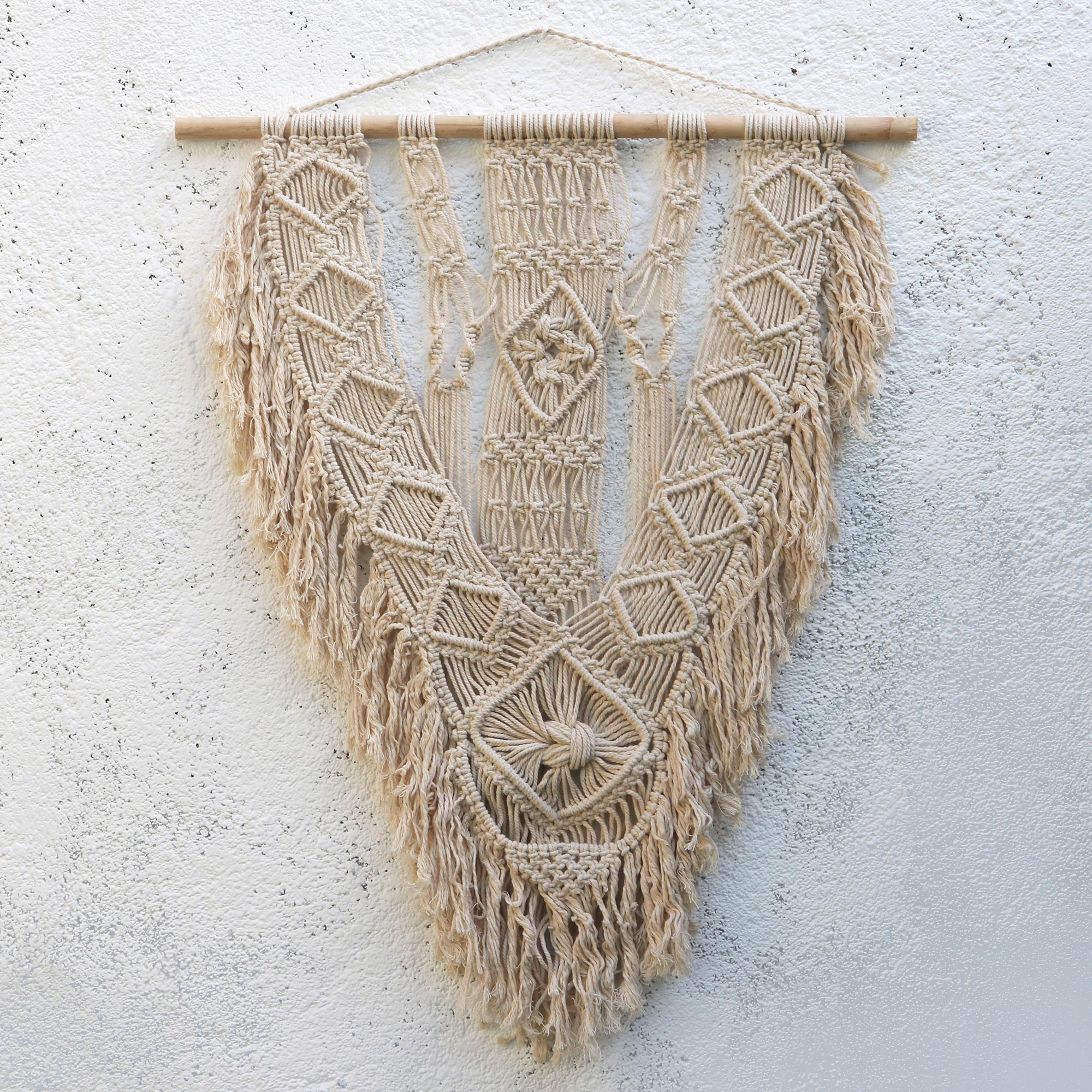 Large Pure Cotton Hammock with Macrame Fringe and Bamboo Accents 