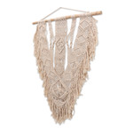 Cotton macrame wall hanging, 'Victory Banner' - Cotton Macrame Wall Hanging on Bamboo Rod